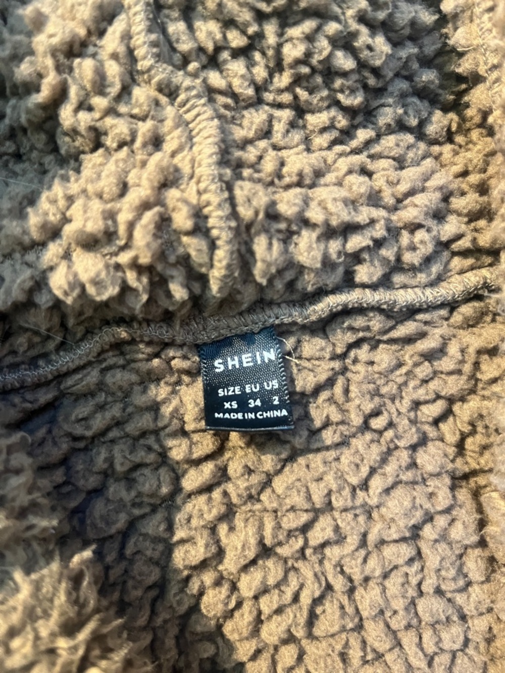 Shein Brown Faux Shearling Teddy Vest Hooded Open Front Small / Size 2 - Picture 8 of 9